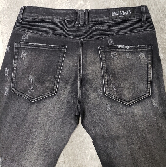 Balmain Sz 34 Designer Distressed Biker Jeans👖 - Picture 8 of 16
